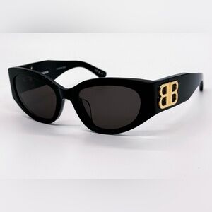Balenciaga Black Cat-Eye Sunglasses with Gold BB Logo